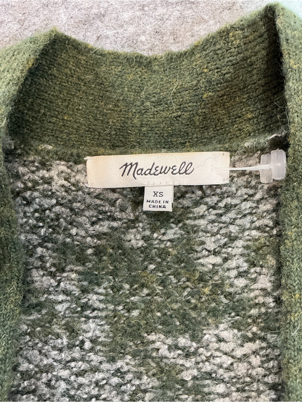 Madewell Green Houndstooth Button Cardigan Sweater Size XS - Picture 3 of 4